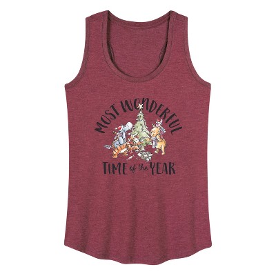 Women's - Winnie the Pooh - Christmas Most Wonderful Time of the Year Graphic Racerback Tank