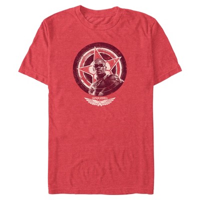 Men's Captain America: Brave New World Sam Wilson Distressed Shield Portrait T-Shirt