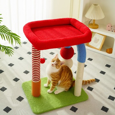 Fairyland™ - Colorful U-Shaped Cat Climbing Tower – Interactive Cat Tree with Scratching Posts, Perch & Pom-Pom Toy