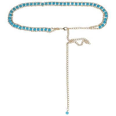 INSPIRE CHIC Women's Metal Gold Rhinestone Crystal Body Waist Chain Belts