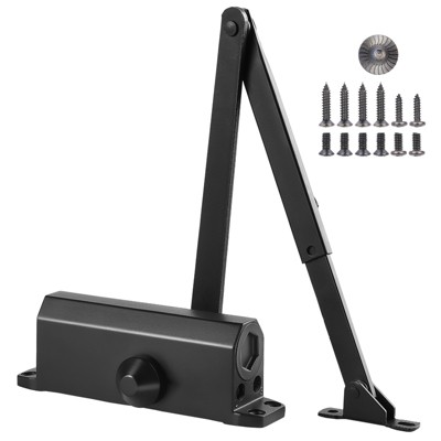 VEVOR Door Closer,Automatic Door Closer Commercial or Residential Use for Door Weights 150 Lbs, Adjustable Size Hydraulic Buffer Door Closers, Black
