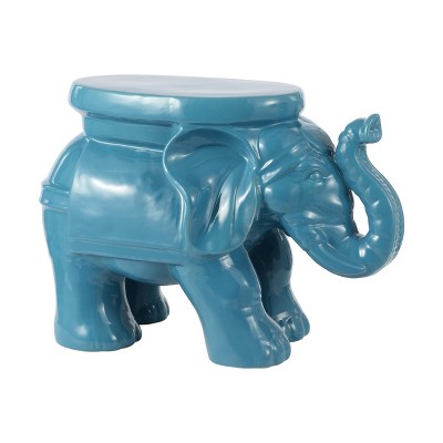 White Elephant 14.25" Ceramic Garden Stool - JONATHAN Y