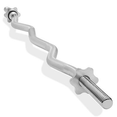 Philosophy Gym 1" Standard Weightlifting Barbell - Threaded EZ Curl Bar with Star Collars