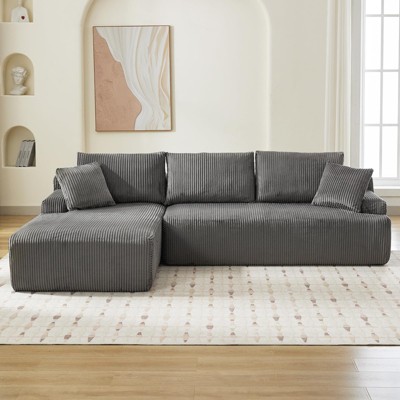 106" Modular Sectional Sofa, L-Shaped Boneless Cloud Couch with Deep Seat, Comfy Corduroy Upholstered Sleeper Sofa, Memory Foam, Left/Right-Facing