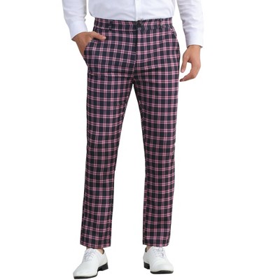 Lars Amadeus Men's Plaid Regular Fit Formal Business Dress Pants