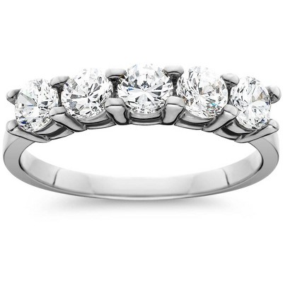 Pompeii3 1Ct Diamond Ring Five Stone Womens Anniversary Band 14k White Gold