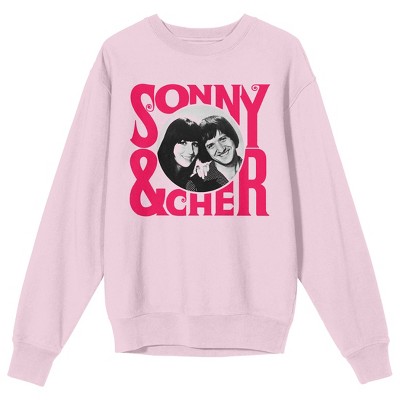 Sonny & Cher Logo Art With Circle Image Women's Pink Crew Neck Sweatshirt