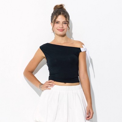Women's Bow Tie Asymmetrical Knit Top - Wild Fable™