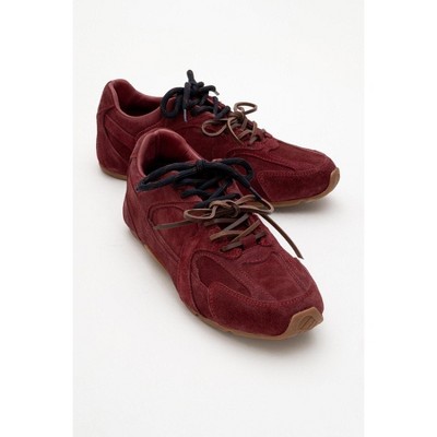 Selena - Burdungy Suede Leather Sneakers (Women) | Forever & Always Shoes