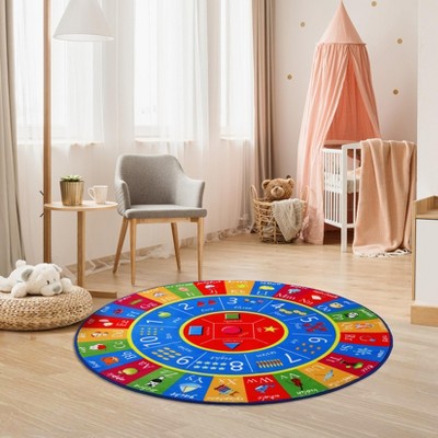 Kids Play Rug  ABC Carpet Ultra-Soft Non Slip Educational Rug Alphabet Numbers Shapes Circle Learning Playmat Floor Carpet  for Playroom