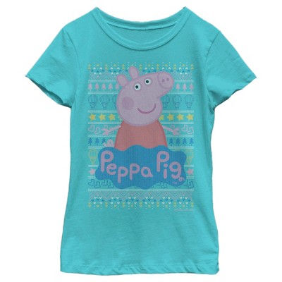 Girl's Peppa Pig Distressed Christmas Sweater T-Shirt