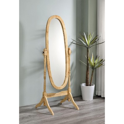 NicBex Full Length Mirror with Stand, Oval Full Body Mirror, Wooden Floor Mirror for Bedroom Living Room Entryway
