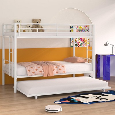 VECELO Metal Bunk Bed Over Twin, Industrial Bunkbeds with Ladder and Full-Length Guardrail