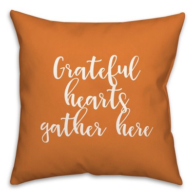 Creative Products Grateful Hearts Gather Here in Orange 18 x 18 Spun Poly Pillow