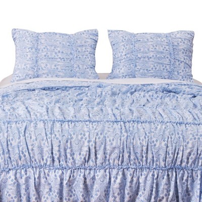 Greenland Home Fashion Helena Ruffle Whimsical Cotton Pillow Sham - Blue