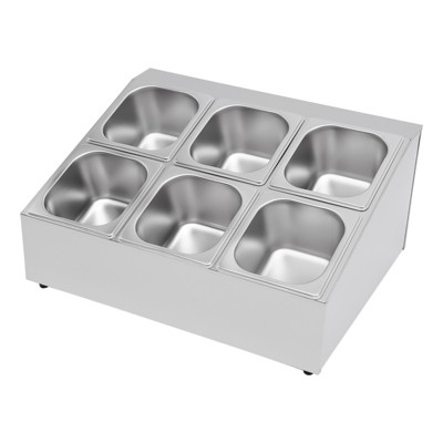 YIYIBYUS Stainless Steel Spice Rack Shelf with Six 1/6 Pans and 6 Ladles