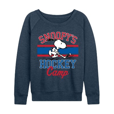 Women's - Peanuts - Snoopy Winter Fun Lightweight French Terry Wide Neck Long Sleeve Graphic Shirt