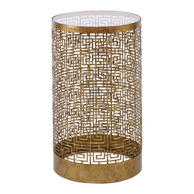 Uttermost Greek Key Gold Accent Table with Glass Top