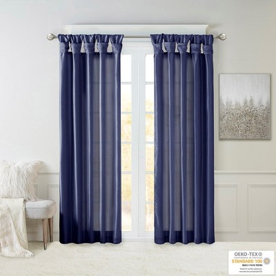 Twist Tab Lined Window Curtain Panel Navy 50x84in