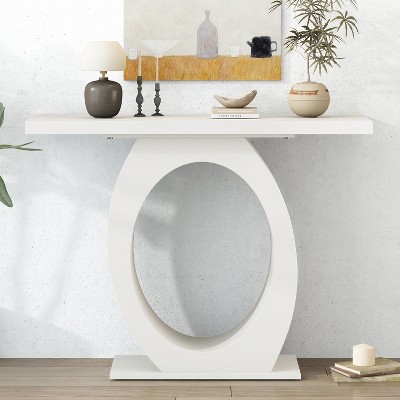 39"W Console Table Side Table, Entryway Table with Egg-Shaped Base for Living Room or Bedroom -ModernLuxe