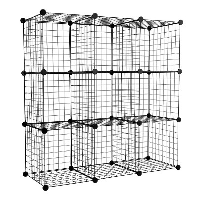 Mount-It! Wire Storage Cubes, 9-Cube Metal Grid Organizer | Modular Wire Shelving Units, DIY Closet Cabinet Organizer | 14" W x 14" H