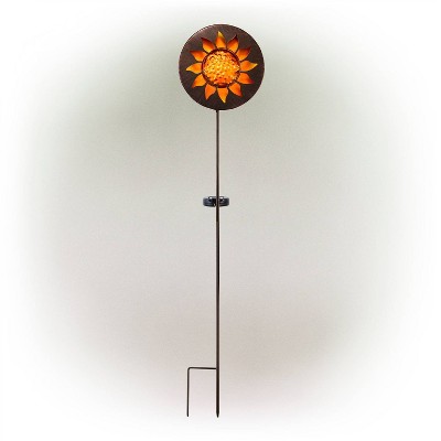 40" Solar Sun Metal Garden Stake with LED Lights Yellow - Alpine Corporation: Durable, Weatherproof Outdoor Decor