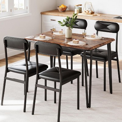 4-Piece Dining Set for Small Spaces, Kitchen Table with 4 Padded Chairs, Compact Dining Room Furniture for Apartments & Cozy Homes