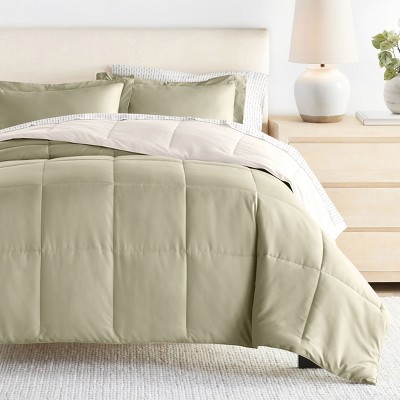 7PC Bedding Bundle, Reversible Solid Comforter and Patterned Sheet Set - Becky Cameron