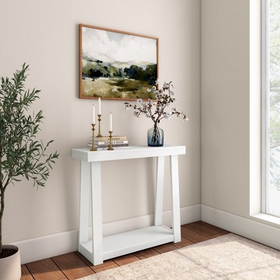 Plank+Beam 36” Solid Wood Console Table with Storage, Classic Farmhouse Style Sofa Table with Shelf, Narrow Entryway Table for Hallway