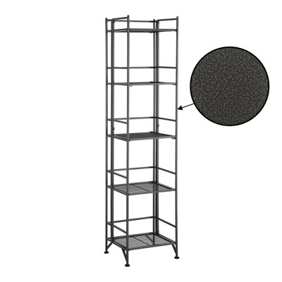 Breighton Home 57.5" Xtra Storage 5 Tier Folding Metal Shelf in Speckled Gray