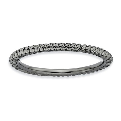 Black Bow Jewelry 1.5mm Stackable Black Plated Silver Twisted Band