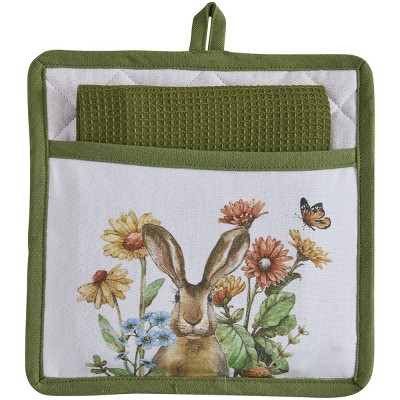 Park Designs Garden Glory Floral Bunny Pocket Potholder Set