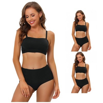 INSPIRE CHIC Women's Wirefree Non-Slip Front Buckle Strapless Bandeau Bra and Panty Sets 3 Packs