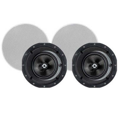 Monoprice 2-Way Carbon Fiber In-Ceiling Speakers - 6.5 Inch With 15" Angled Drivers (Pair) - Alpha Series