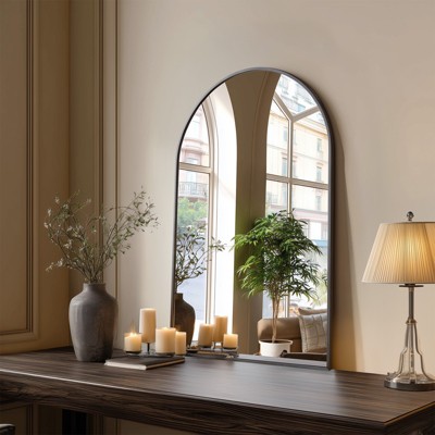 Lyngins 20x30 Inch Wall Mount Vanity Mirror,Arched Bathroom Mirror with Metal Frame for Bathroom,Bedroom