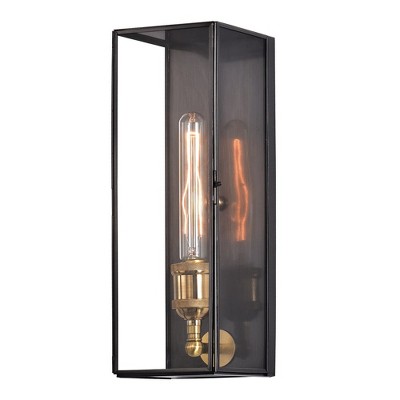 C Cattleya Brass Outdoor Wall Sconce with Tempered Clear Glass Shade, Dark Bronze