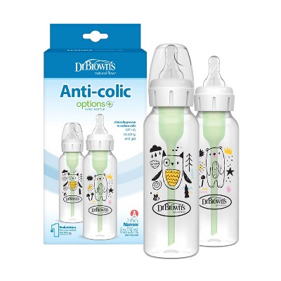 Dr. Brown's Anti-Colic Options+ Narrow-Neck Baby Bottle - 8 fl oz/2pk