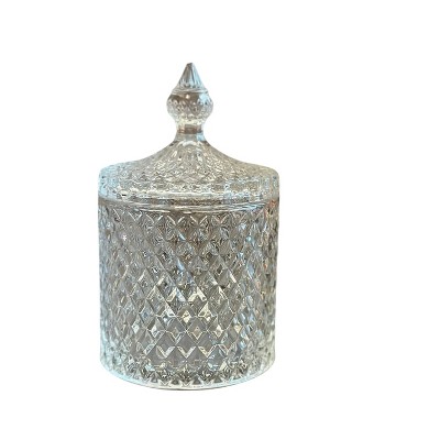 Slickblue Glass Storage Containers, Diamond Design Jars, Vintage Decor Style, Clear, 3 Size Options