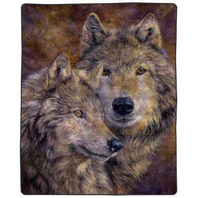 Hastings Home Heavy Fleece Blanket With Pair of Wolves Pattern - 8 lbs.,