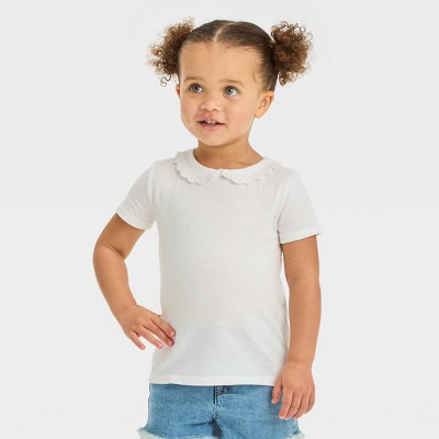 OshKosh B'gosh Toddler Girls' Peter Pan Short Sleeve Top - White