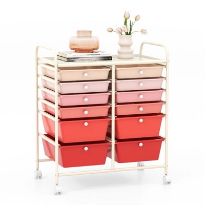 Costway 12 Drawers Rolling Cart Storage Mutlicolor Scrapbook Paper Studio Organizer Bins