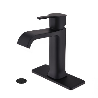 PROOX Single Handle Single Hole Bathroom Faucet with Brass Deckplate and Drain Assembly