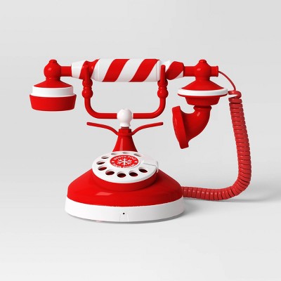 Animated Christmas Candy Striped North Pole Antique Telephone - Wondershop™: Humorous Holiday Recordings, Indoor Decor