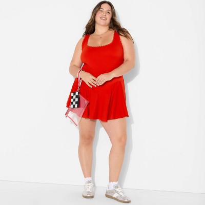 Women's Game Day Lace Drop Waist Mini Skater Dress - Wild Fable™