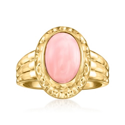 Ross-Simons Bezel-Set Pink Opal Ring in 18kt Gold Over Sterling