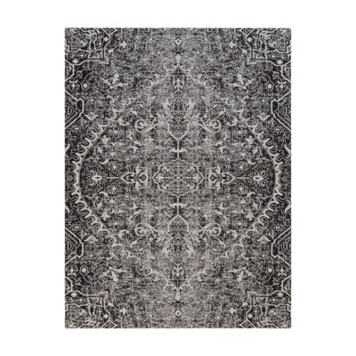 40"x54" La Cienega 1/2" Rug'D Chair Floor Mat Black/White - Anji Mountain: Abstract Design, Felt Backing, Indoor Use