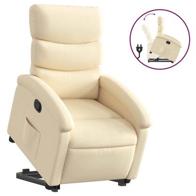 vidaXL Cream Power Lift Stand Up Recliner Chair - Electric Lifting Aid, Manual Recline, Cushioned Fabric Armchair for Elderly, Sturdy Frame