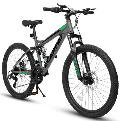 RISOKEYS 24 Inch Mountain Bike,Adult Bike Dual/Front Suspension with 21 Speeds High-Carbon Steel Frame,for Trail Snow Commuter City Road,