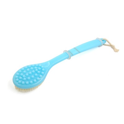 Unique Bargains Soft Bristle Plastic Curved Handle Anti Slip Brush Shower Scrubber
