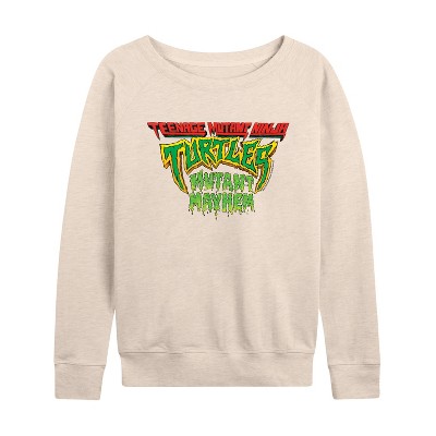 Women's - Teenage Mutant Ninja Turtles - Movie Logo Lightweight French Terry Wide Neck Long Sleeve Graphic Shirt